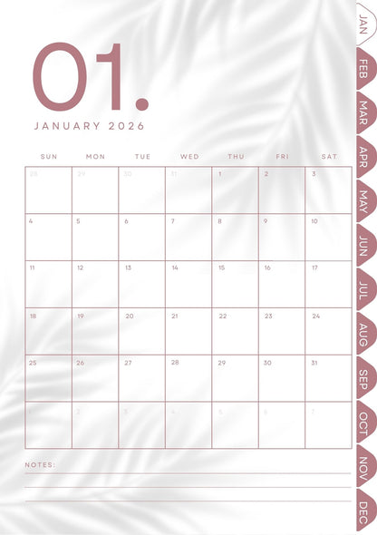 Digital Monthly Journal & Planner (38 Pages) | Hyperlinked Yearly & Monthly Planner with Notes & Reflection Pages | Undated Digital Journal