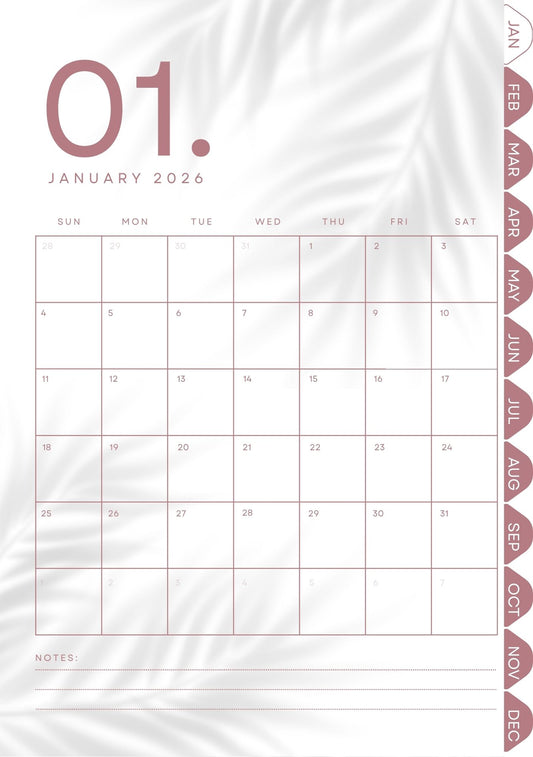 Digital Monthly Journal & Planner (38 Pages) | Hyperlinked Yearly & Monthly Planner with Notes & Reflection Pages | Undated Digital Journal