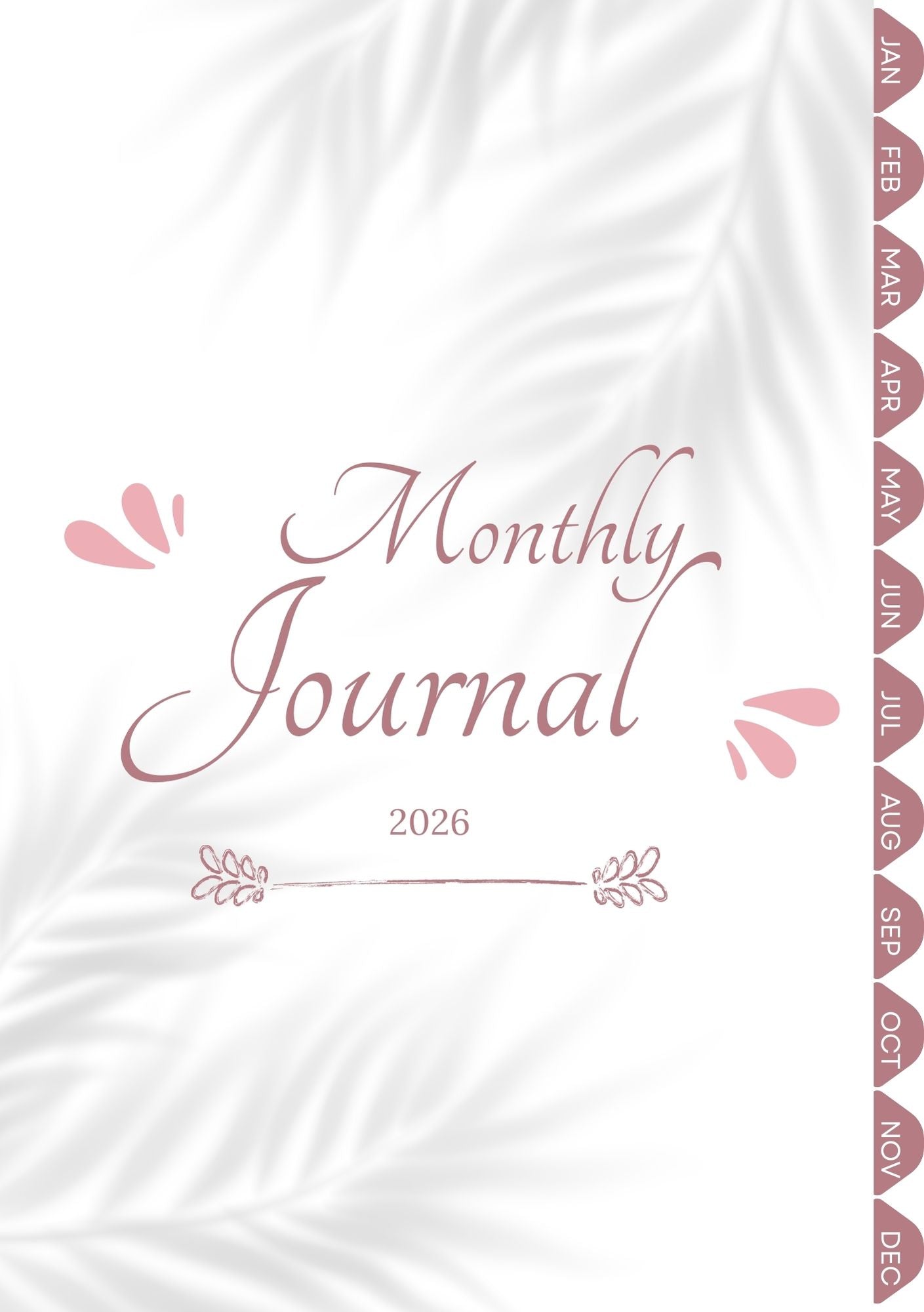 Digital Monthly Journal & Planner (38 Pages) | Hyperlinked Yearly & Monthly Planner with Notes & Reflection Pages | Undated Digital Journal