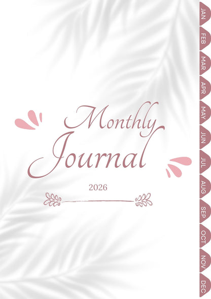 Digital Monthly Journal & Planner (38 Pages) | Hyperlinked Yearly & Monthly Planner with Notes & Reflection Pages | Undated Digital Journal